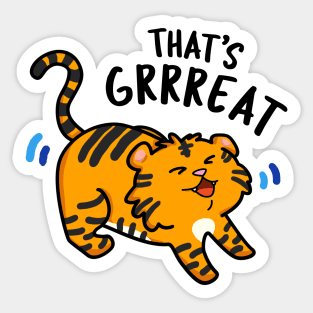 That's Grrrrreat Cute Tiger Roar Pun Sticker